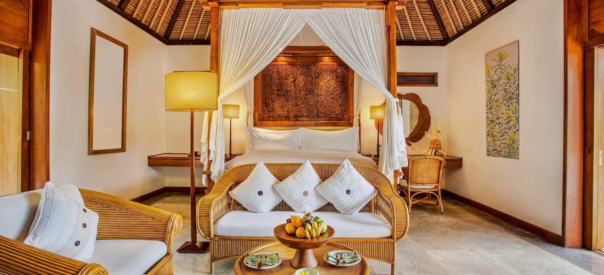 Das innere einer Villa des Hotels Oberoi Bali