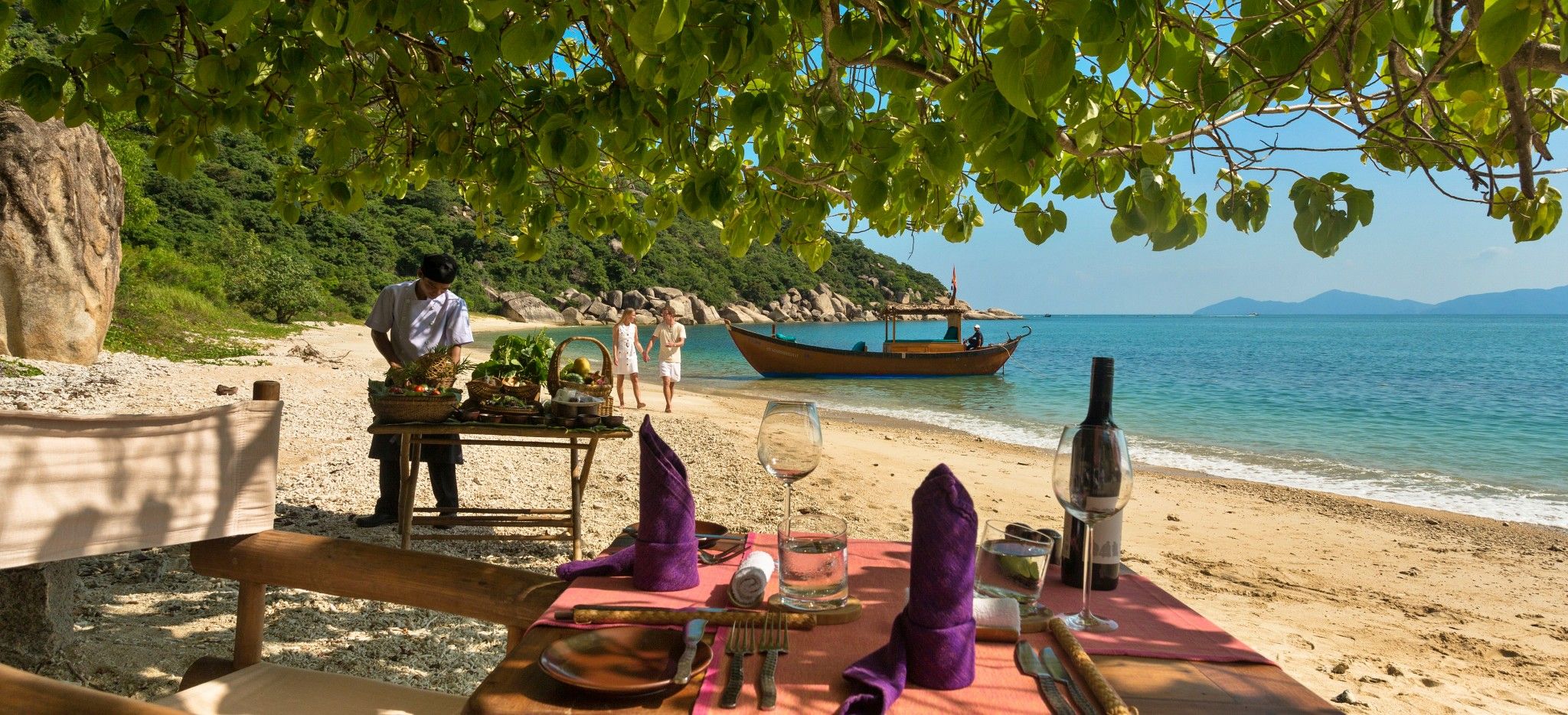 Vorbereitungen für ein privates Picnic am Strand