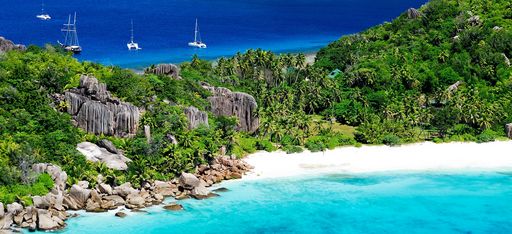 Die Insel Grande Soeur auf den Seychellen, Luftaufnahme