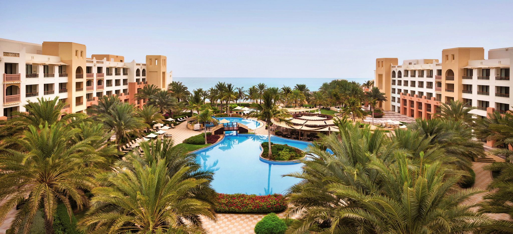 Luftaufnahme des Shangri-La Barr Al Jissah Al Bandar Resort nahe Maskat, Oman