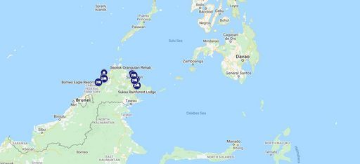 Karte einer Rundreise durch Borneo mit Trauminsel Reisen