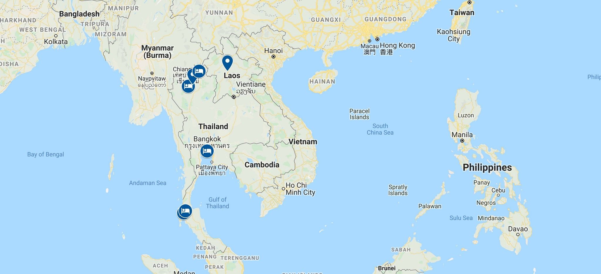 Karte einer Rundreise durch Thailand