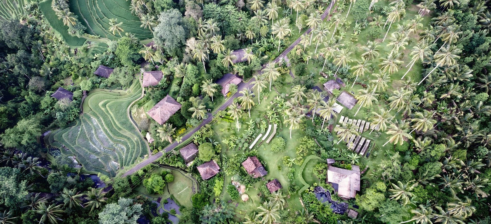 Luftaufnahme des Bali Eco Stay