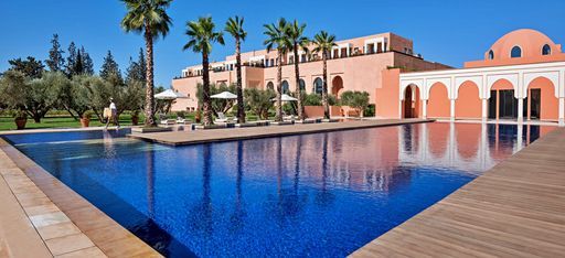 Der Hauptpool im Hotel Oberoi Marrakech, Marokko