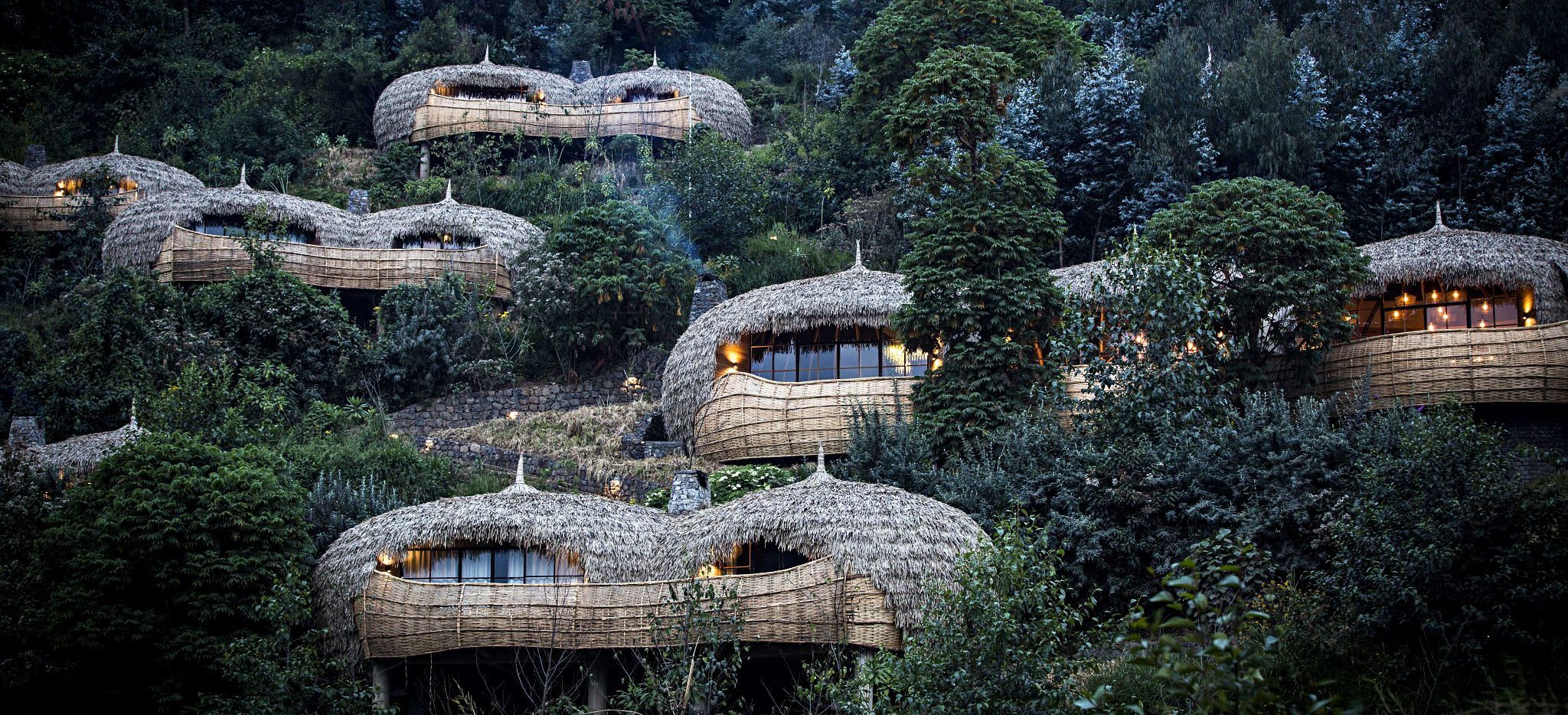 Überblick über die Bisate Lodge, Ruanda